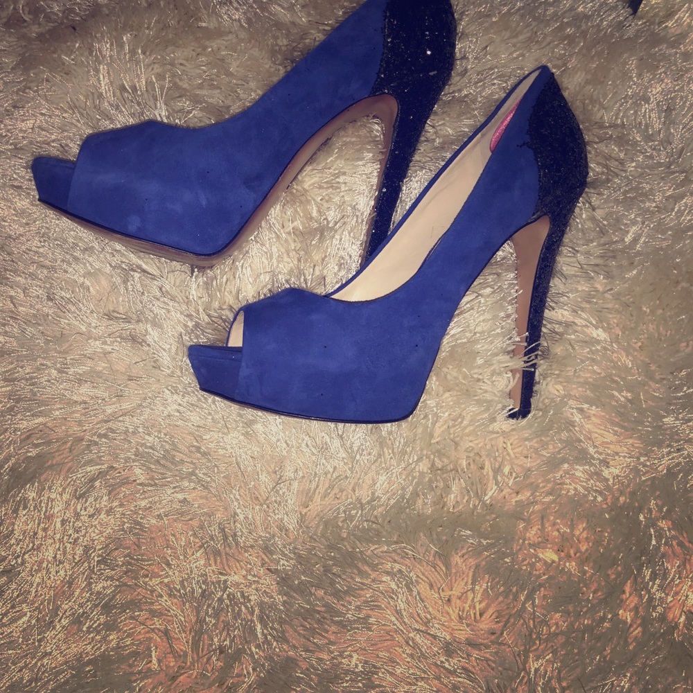 Suede and sequin heels